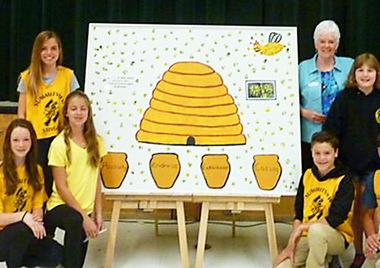 Diane helped students create a legacy mural with a bee theme